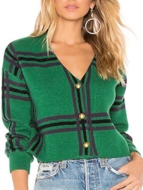 Tularosa Bellair Cardi Green Plaid